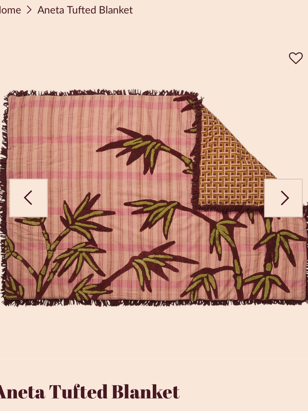 NWT Whimsical Anthropologie -esque Cotton Reversible Blanket in Pink & Burgundy - Picture 3 of 8